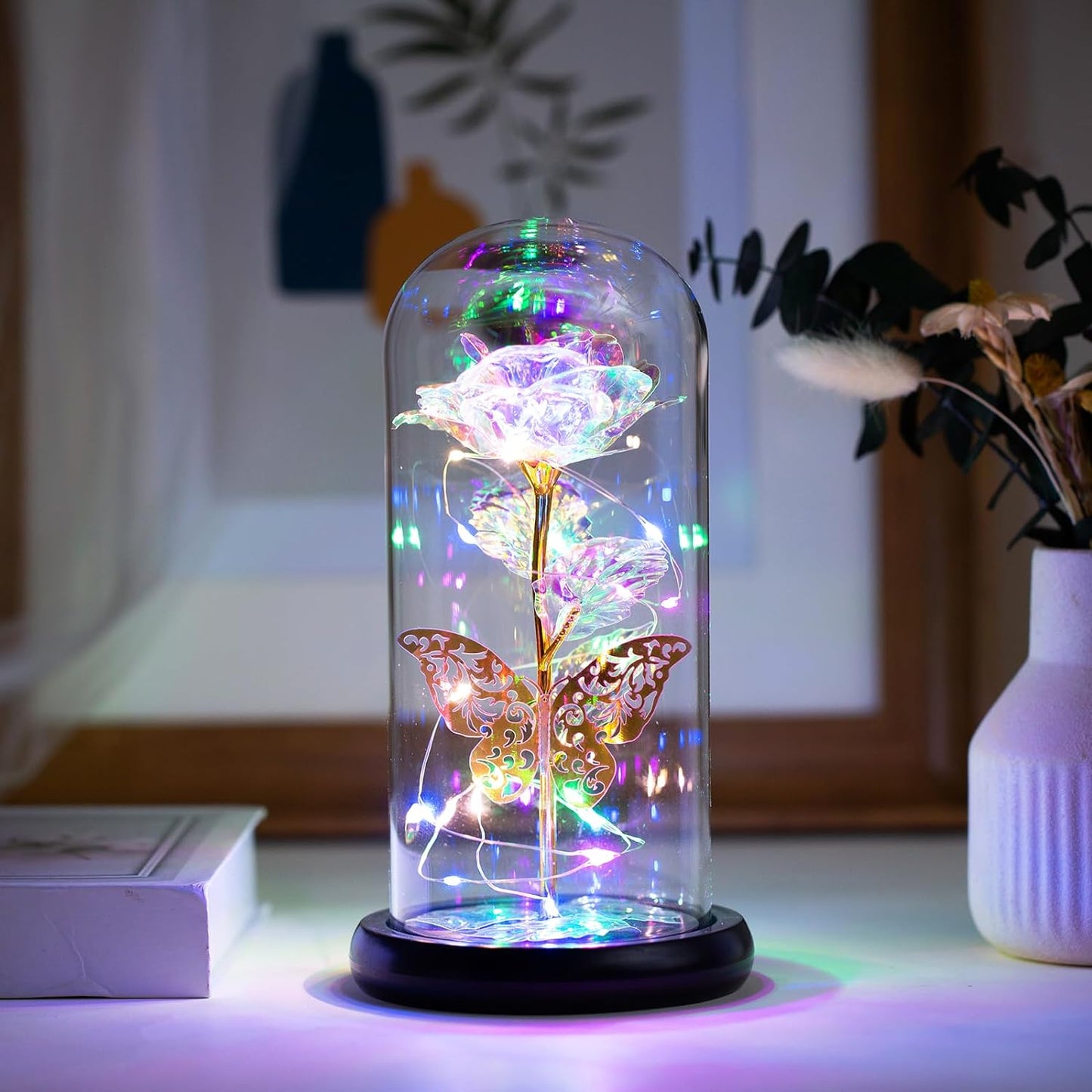 Eternal Rose Flower LED Enchanted Galaxy Rose Girlfriend Valentine'S Gift