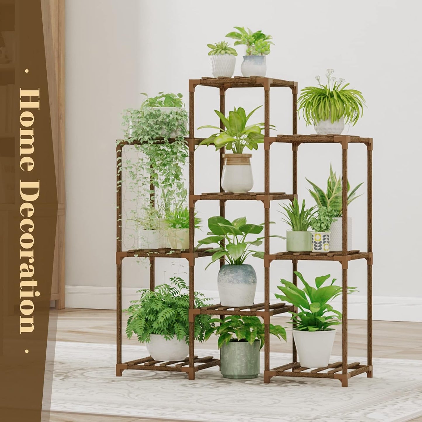 Stand Indoor Plant Rack Wood Outdoor Tiered Shelf for Multiple Plants, Ladder Holder