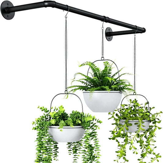 Hanging Planters for Indoor Plants Hanging Planter Plant Holder Floating Black Metal Rod (Pot & Plant Not Included)